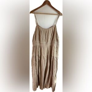 Tan Cotton Gauze Sleeveless Dress